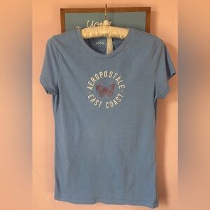 Aeropostale Blue Tee with Butterfly Design